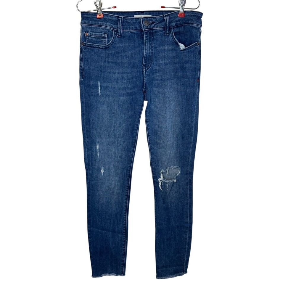 Warp+Weft Women's Jeans JFK NY Skinny Distressed‎ Medium Wash Denim Blue 27X29
